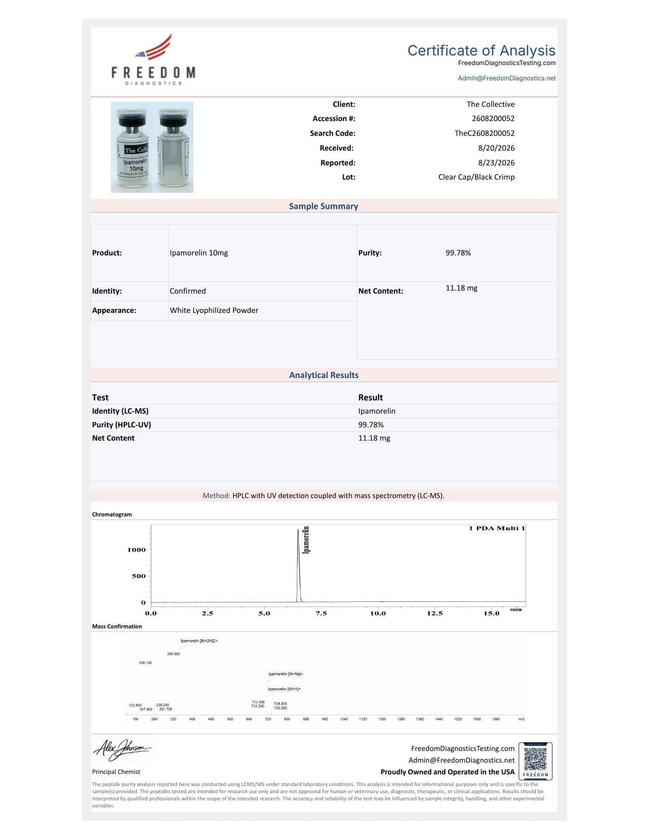 Ipamorelin 10mg COA